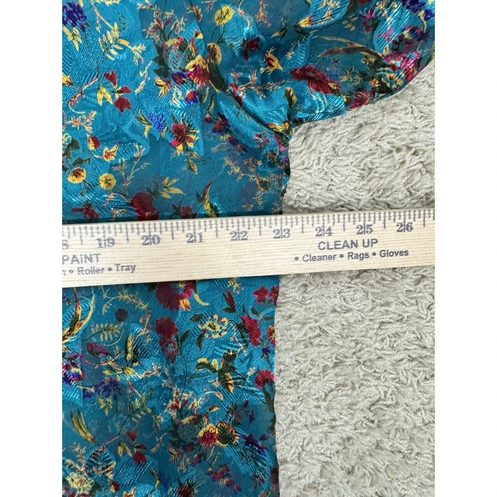 VTG Victoria's Secret Sexy Sheer Turquoise Floral Satin Button Up Nightgown M/L - Picture 6 of 8